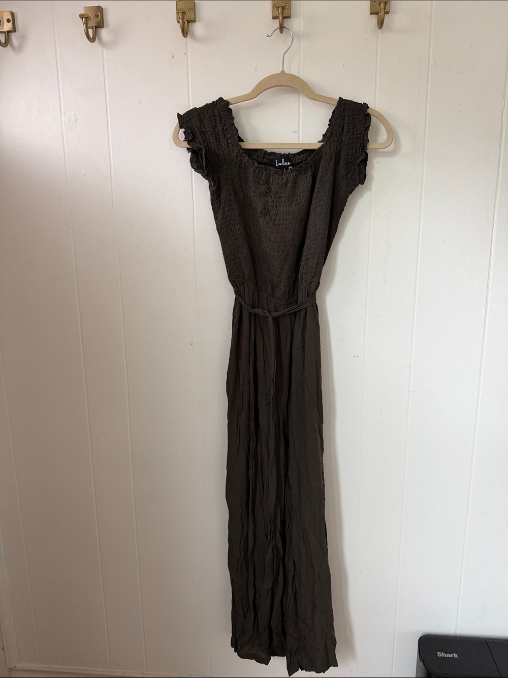 Lulu's Dark Army Green Smocked-Waist Jumpsuit